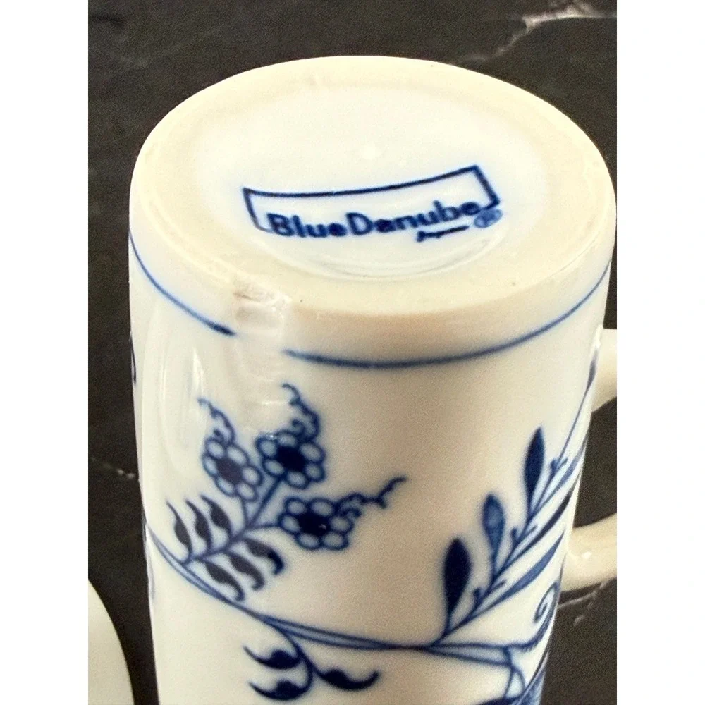 VTG Blue Danube Blue Onion Porcelain Irish Coffee Cup and Saucer READ